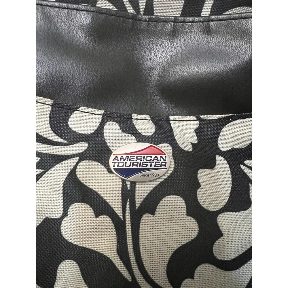 American Tourister Travel Bag Black & Gray Floral Print Carry On All 16x14x6
